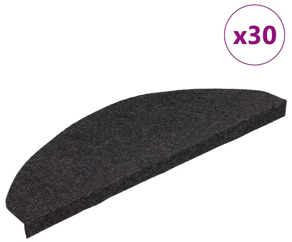 Tapetes de escada adesivos 30 pcs 65x22,5x3,5 cm preto