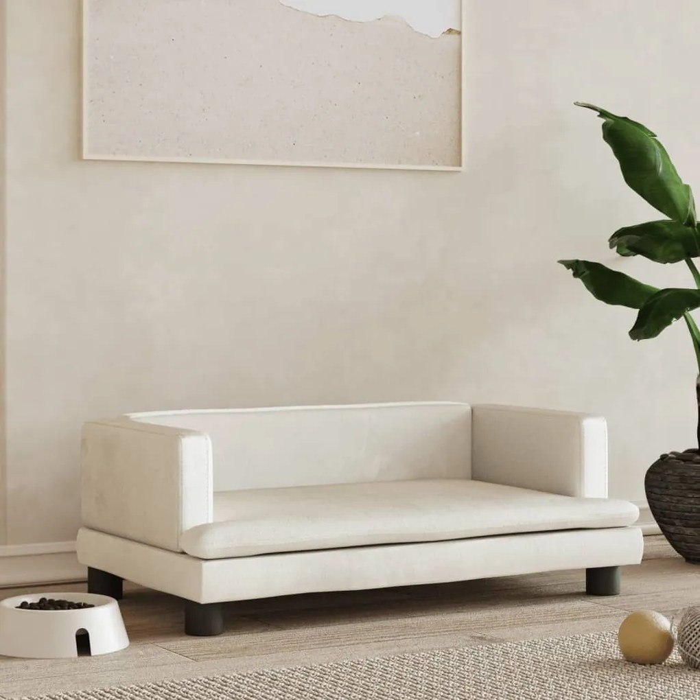 vidaXL Cama para cães 70x45x30 cm veludo cor creme