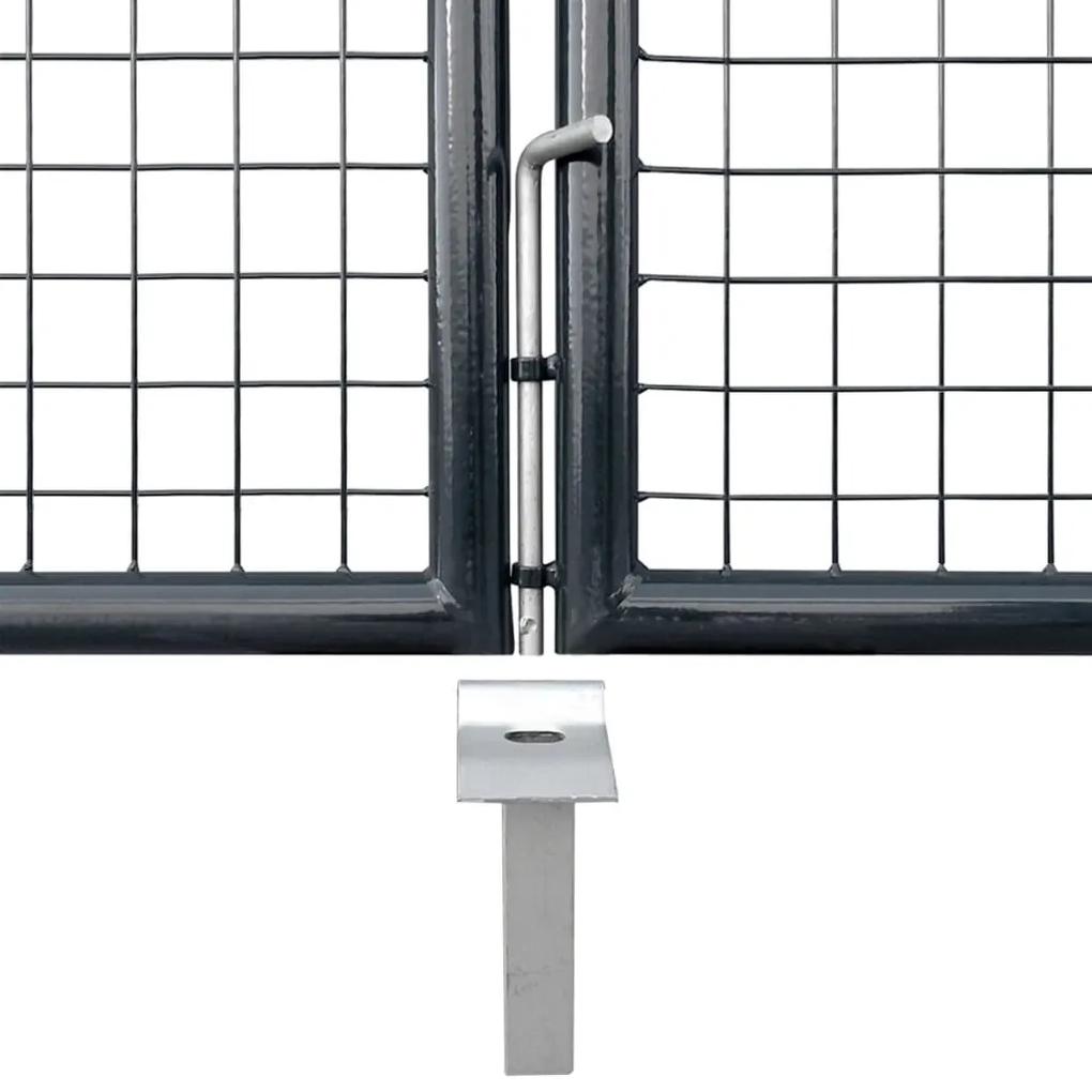 Portão de jardim em rede aço galvanizado 289x175 cm cinzento