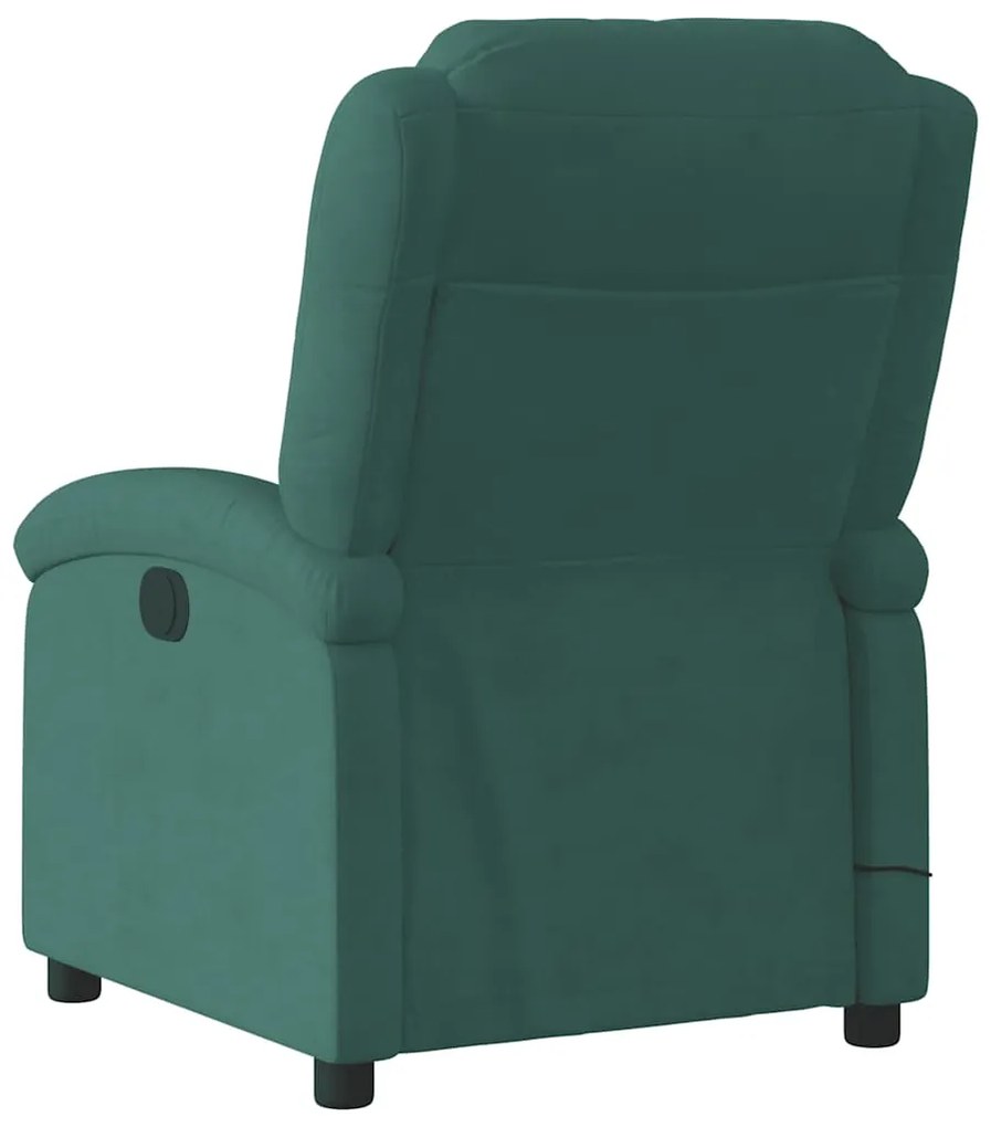 Poltrona de massagens reclinável veludo verde-escuro