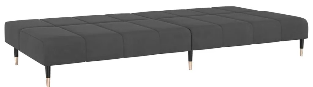 Sofá-cama de 2 lugares veludo cinzento-escuro