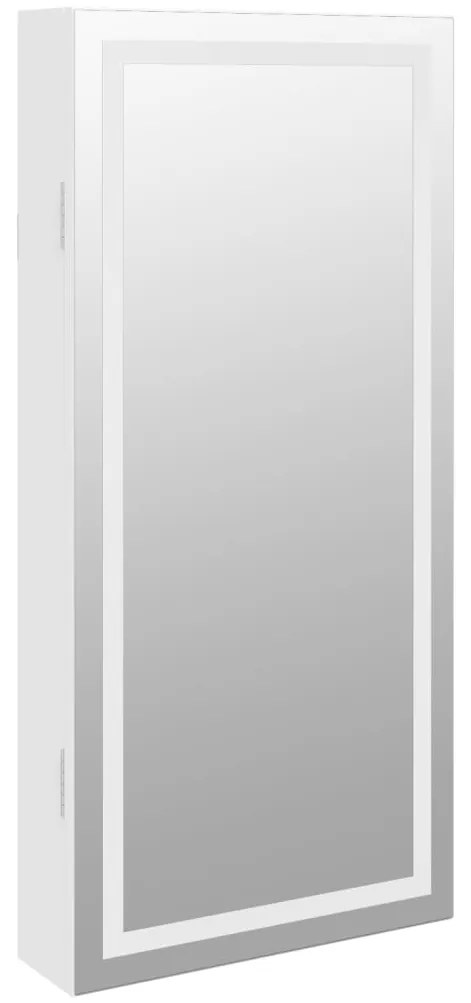 Móvel para joias de parede espelhado com luzes LED branco