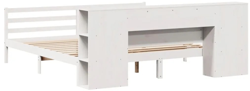 Cama com estante sem colchão 200x200 cm pinho maciço branco
