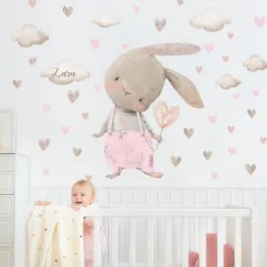 Papel autocolantes - Coelhinho em rosa pastel