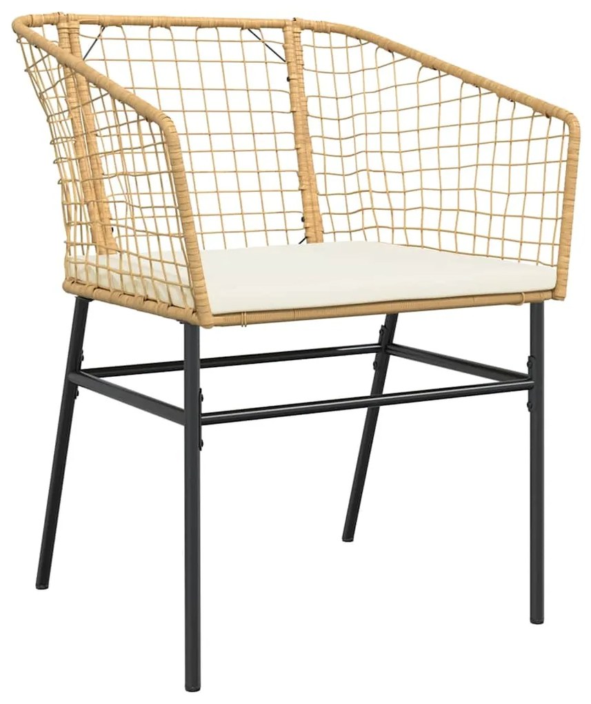 Conjunto jantar jardim 7 peças almofadas vidro vime PE castanho
