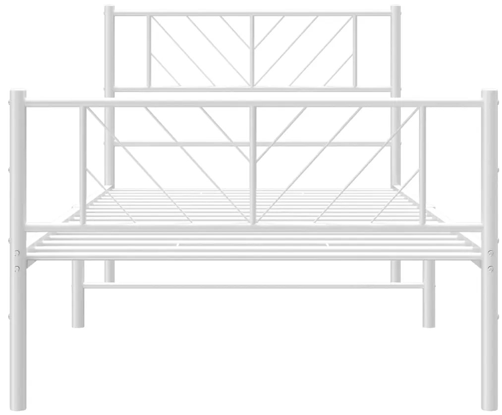 Estrutura de cama com cabeceira e pés 90x200 cm metal branco