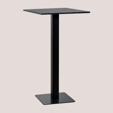 Mesa Alta De Bar Quadrada 60x60 Cm Em Mármore Livanto Mármore Negro Marquina & Preto - Sklum