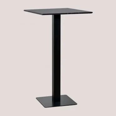 Mesa Alta De Bar Quadrada 60x60 Cm Em Mármore Livanto Mármore Preto & Preto - Sklum