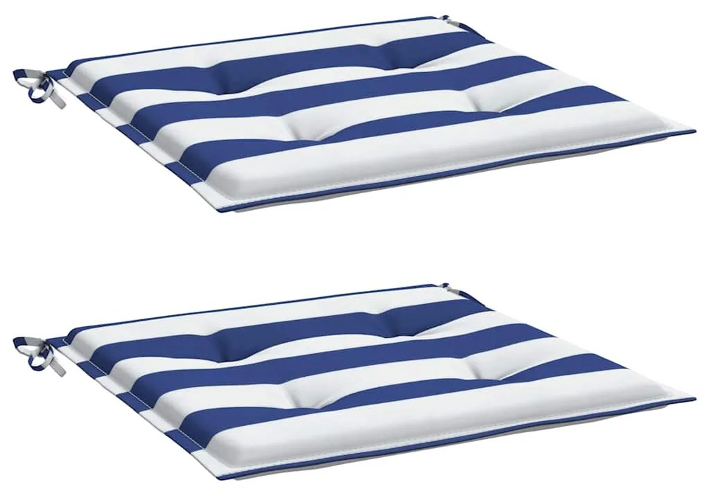 Almofadões p/ cadeira 2pcs 50x50x4 cm tecido riscas azul/branco