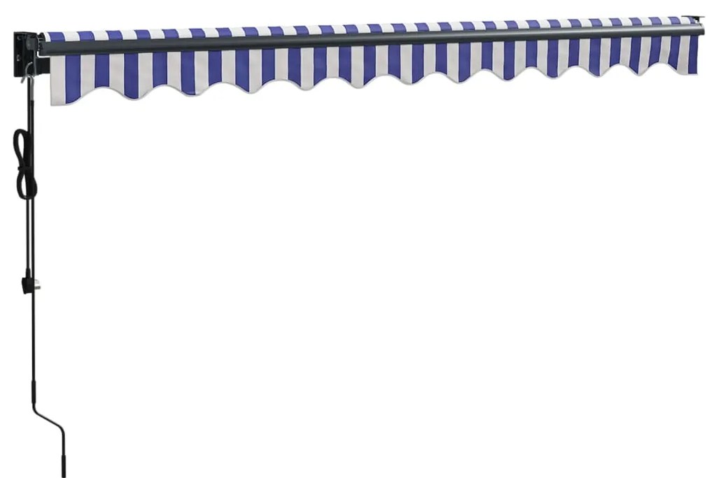 Toldo retrátil 3,5x2,5 m tecido e alumínio azul e branco