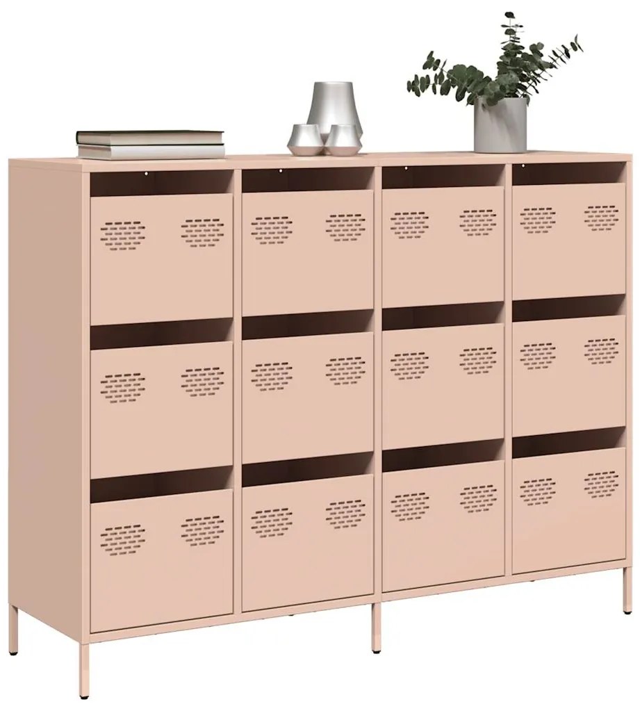 Aparador 135x39x103,5 cm aço laminado a frio rosa