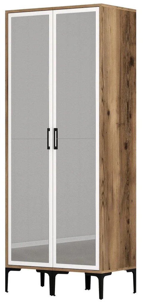 Roupeiro Kumsal RR – Nogueira e Branco – 80x47,5x201,4 cm