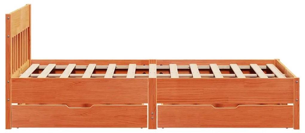 Cama sem colchão 150x200 cm madeira pinho maciça castanho-mel