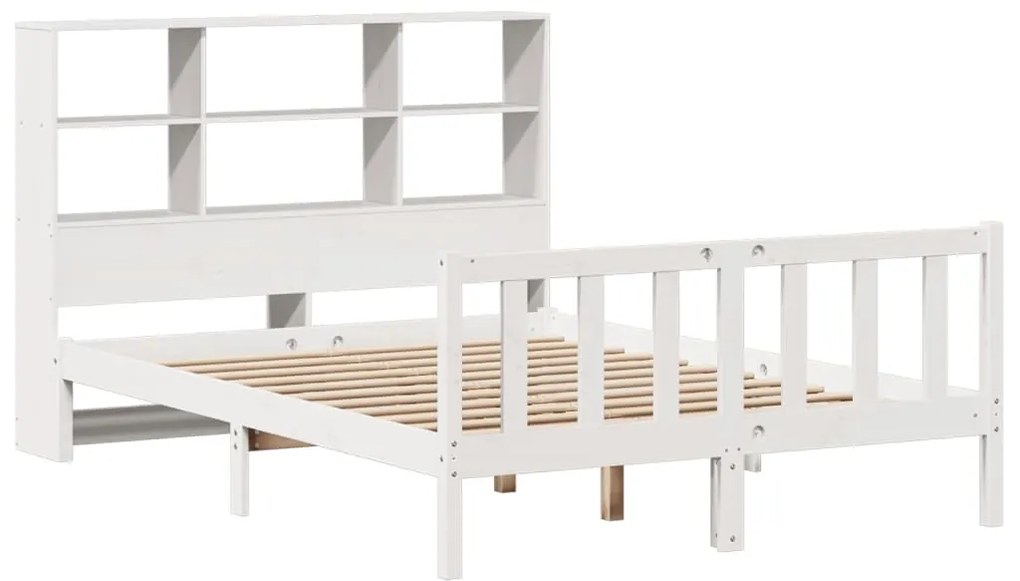 Cama com estante sem colchão 120x200 cm pinho maciço branco