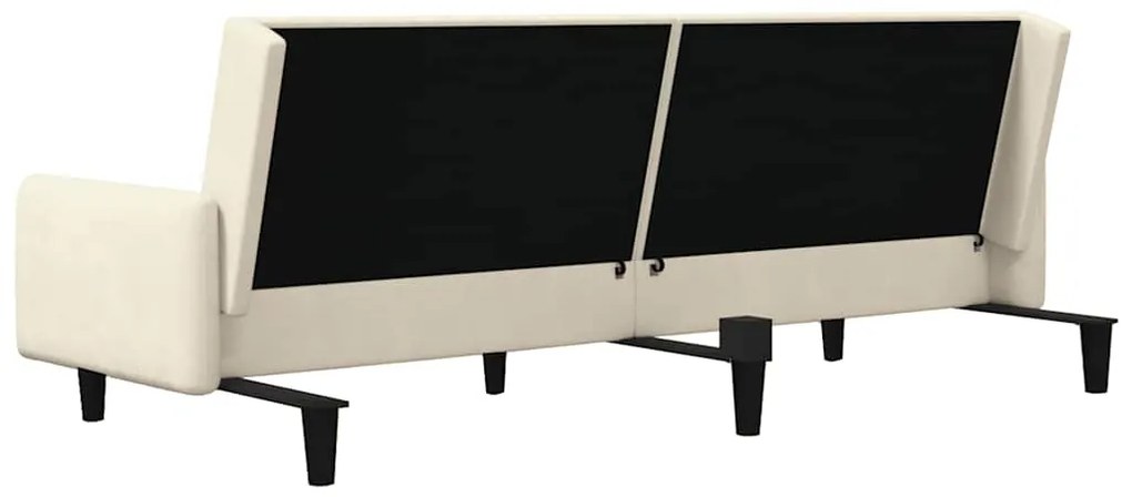 Sofá-cama de 2 lugares veludo cor creme