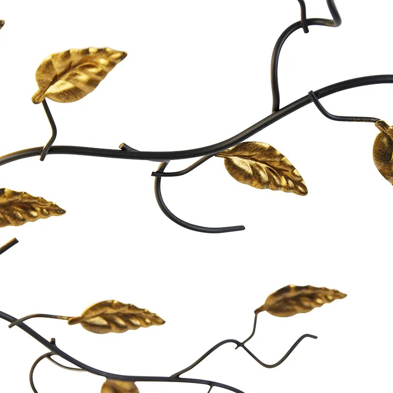 LED Plafon Inteligente Preto com Dourado 80 cm 4-Luzes incl. 4 Wifi P45 - Foglie Clássico / Antigo