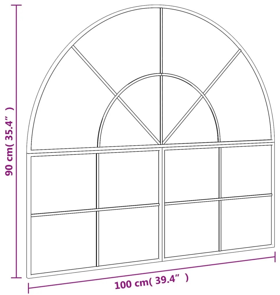 Espelho de parede arqueado 100x90 cm ferro preto
