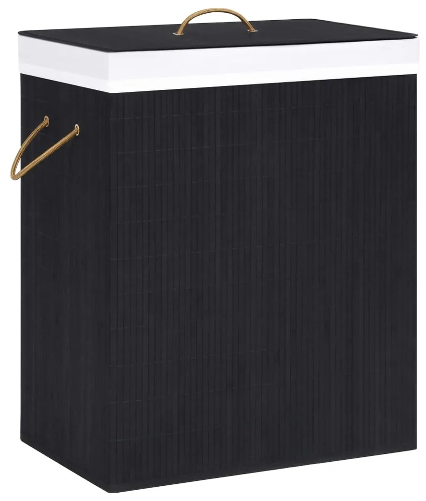 Cesto para roupa suja 83 L bambu preto