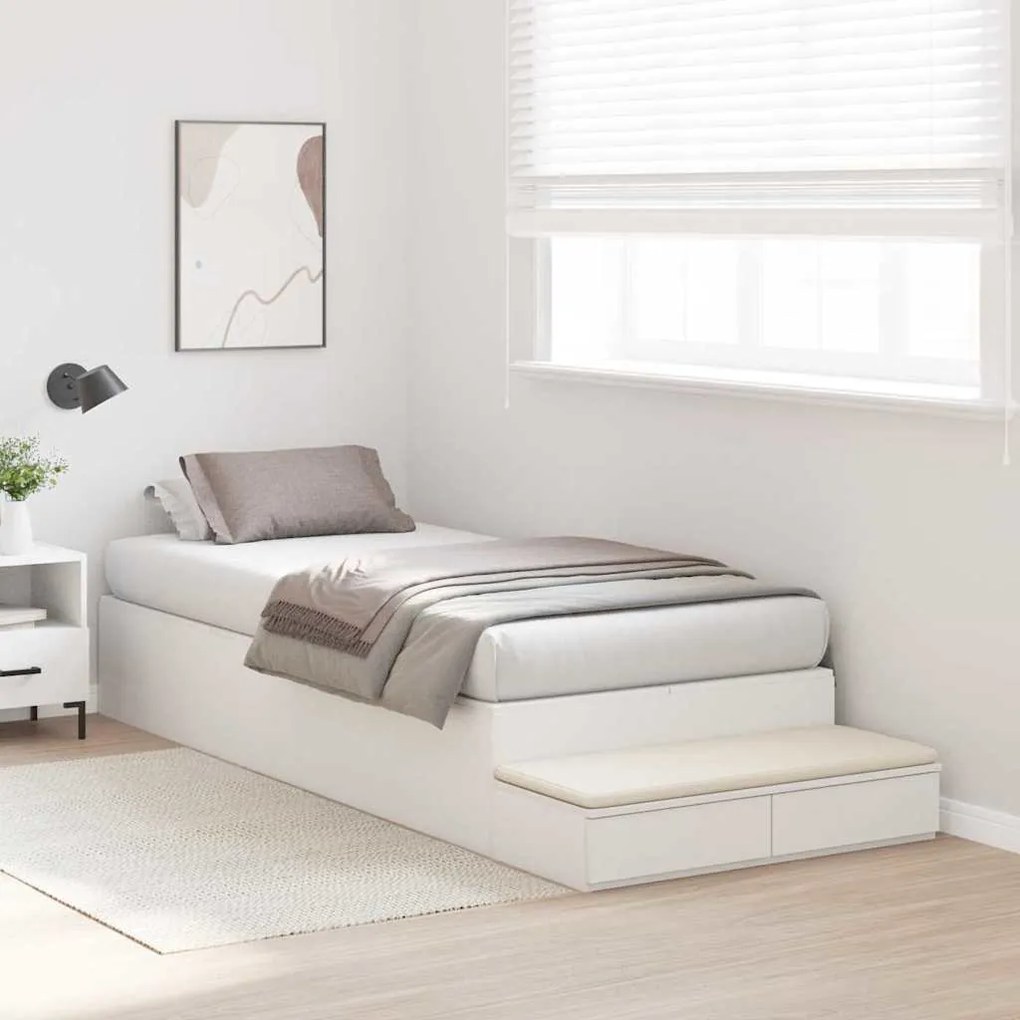 Estrutura de Cama de Armazenamento Branca 90x200 cm