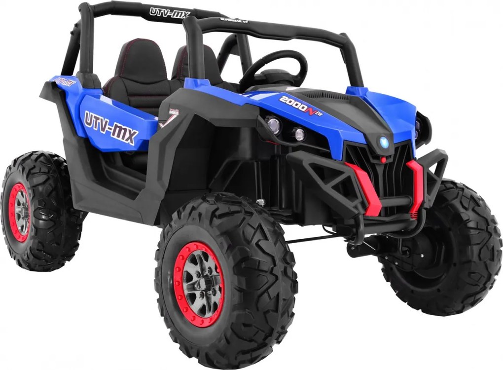 Buggy elétrico para Crianças 24V 4x4 2 Lugares SuperStar Rodas de EVA, Assento de couro Azul