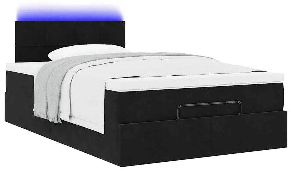 Estrutura de cama otomana com colchão 120x200 cm veludo preto