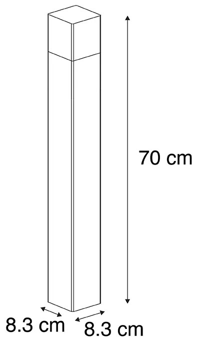 Pino de aterramento e luva de cabo de vidro opala preto de 70 cm ao ar livre - Dinamarca Moderno