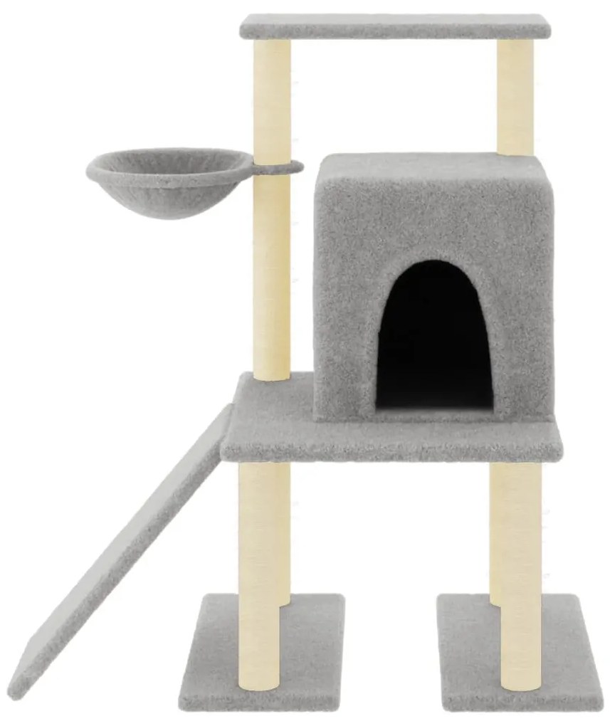 Árvore p/ gatos c/ postes arranhadores sisal 96,5cm cinza-claro