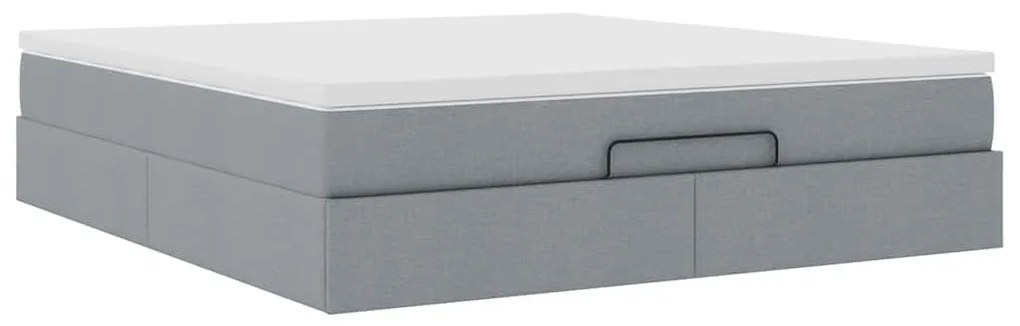 Estrutura cama otomana colchão 160x200 cm tecido cinzento claro