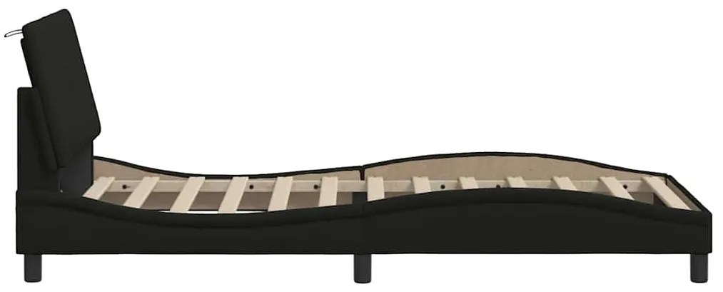 Estrutura de cama sem colchão 90x190 cm tecido preto