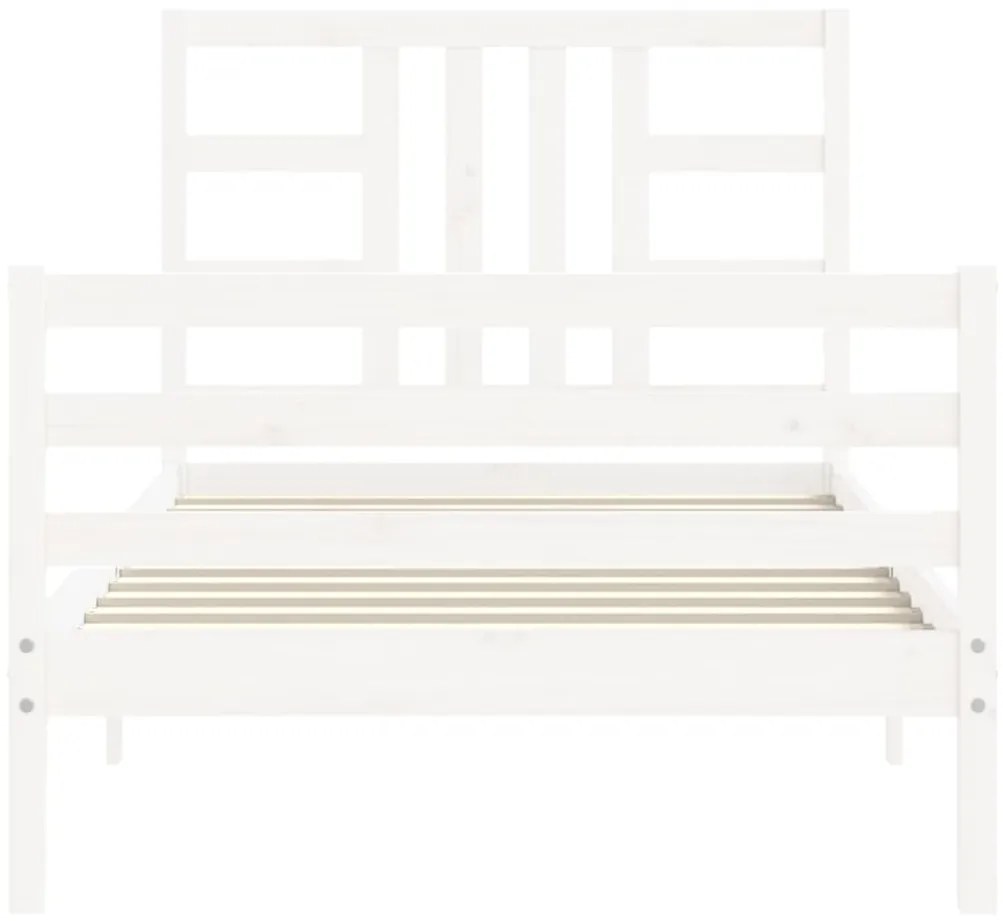 Estrutura de cama com cabeceira 100x200cm madeira maciça branco