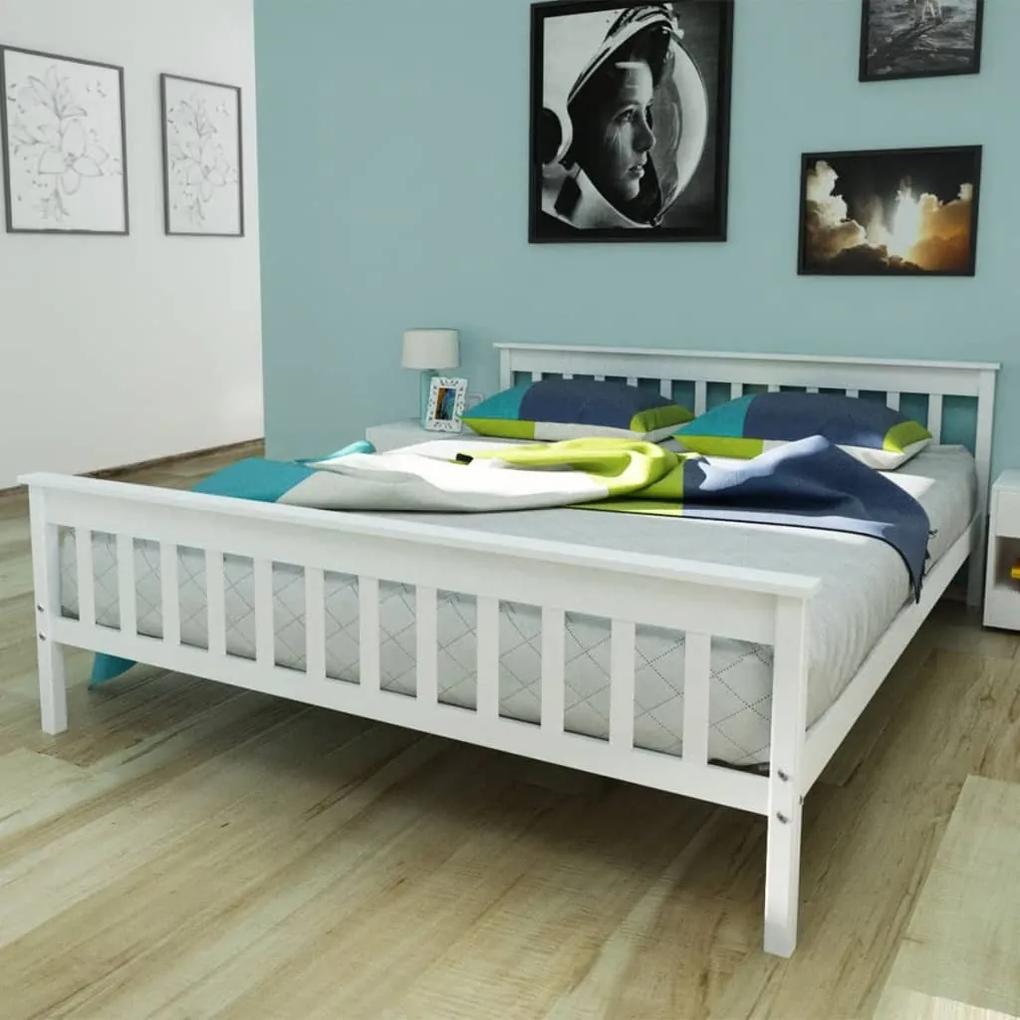 Estrutura de cama em pinho maciço branco 160x200 cm