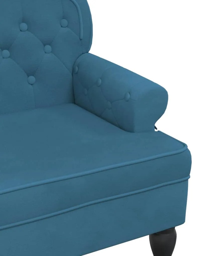Banco com encosto 119,5x64,5x75 cm veludo azul