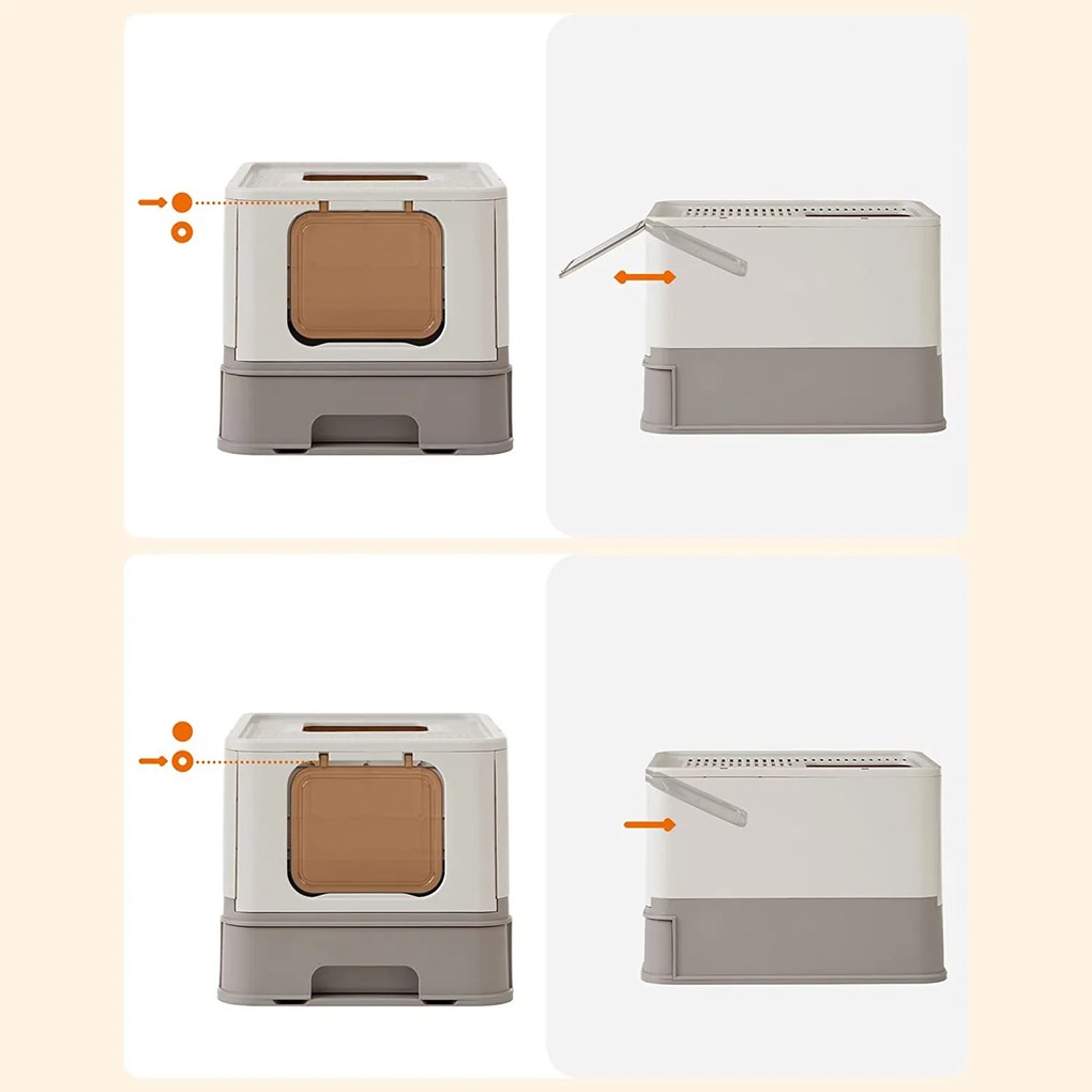 Caixa de areia para gatos com tampa Cinzento quente cor de aveia