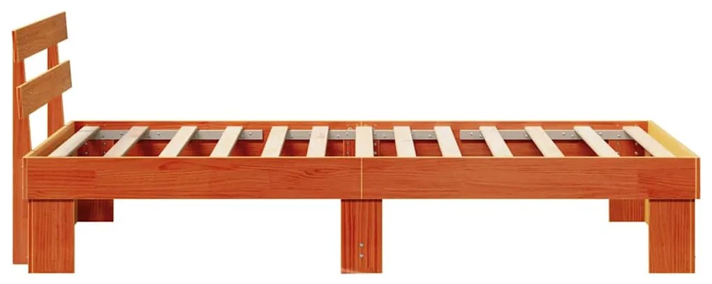 Estrado de Cama com Cabeceira Castanho Encerado 90x190 cm Madeira Maci
