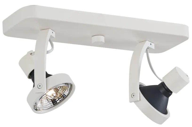 Foco de teto de design branco GU10 70mm 2-luzes ajustável - Vo Design