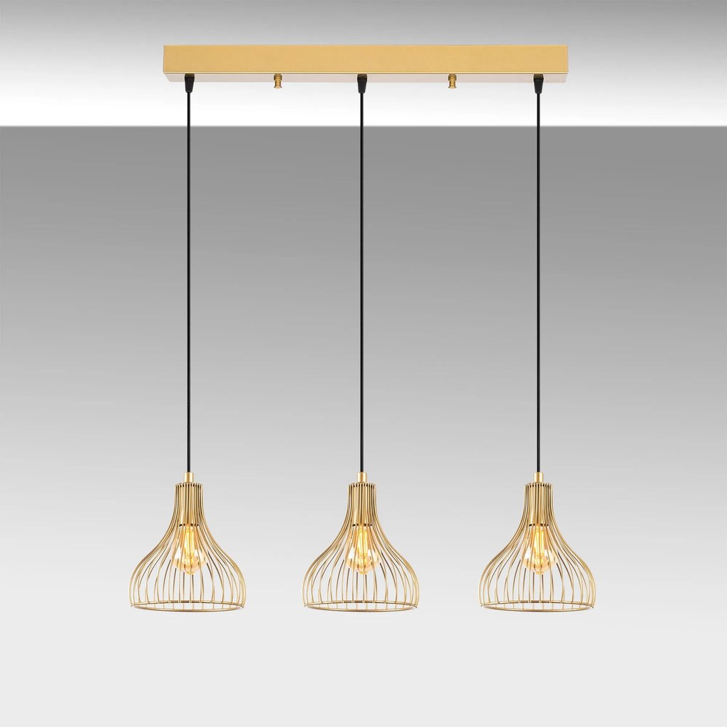 Chandelier Telyildo – Dourado Brilhante – 70 x 20 x 117 cm