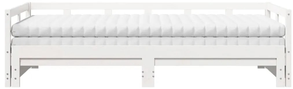 Sofá-cama c/ gavetão e colchões 80x200 cm pinho maciço branco