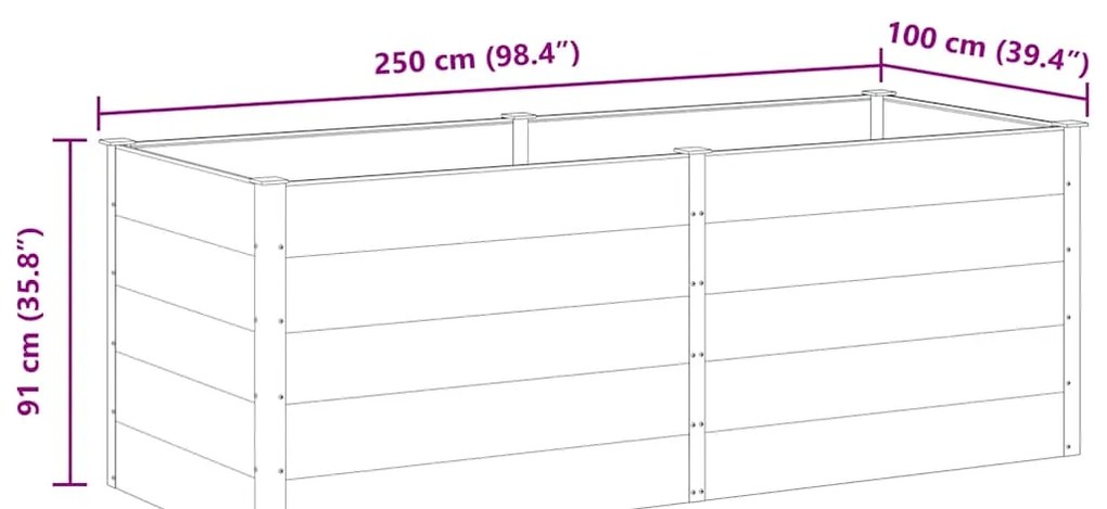Canteiro elevado de jardim 250x100x91 cm WPC cinzento