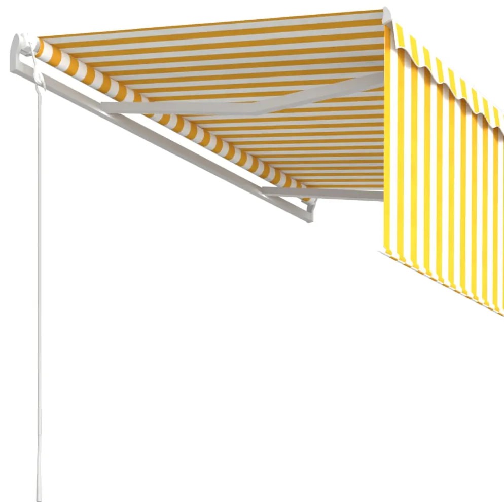 Toldo retrátil automático com estore 3,5x2,5 m amarelo e branco