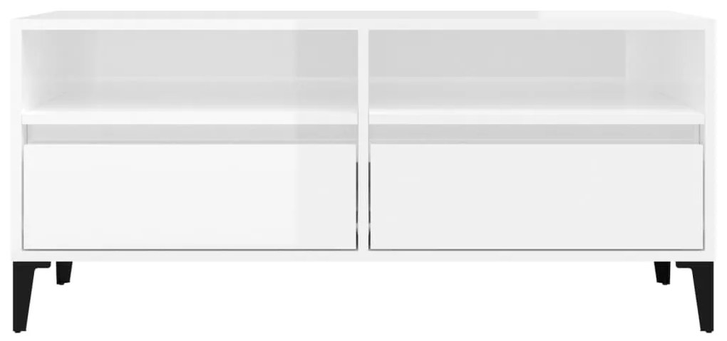 Móvel p/ TV 100x34,5x44,5 cm derivados madeira branco brilhante