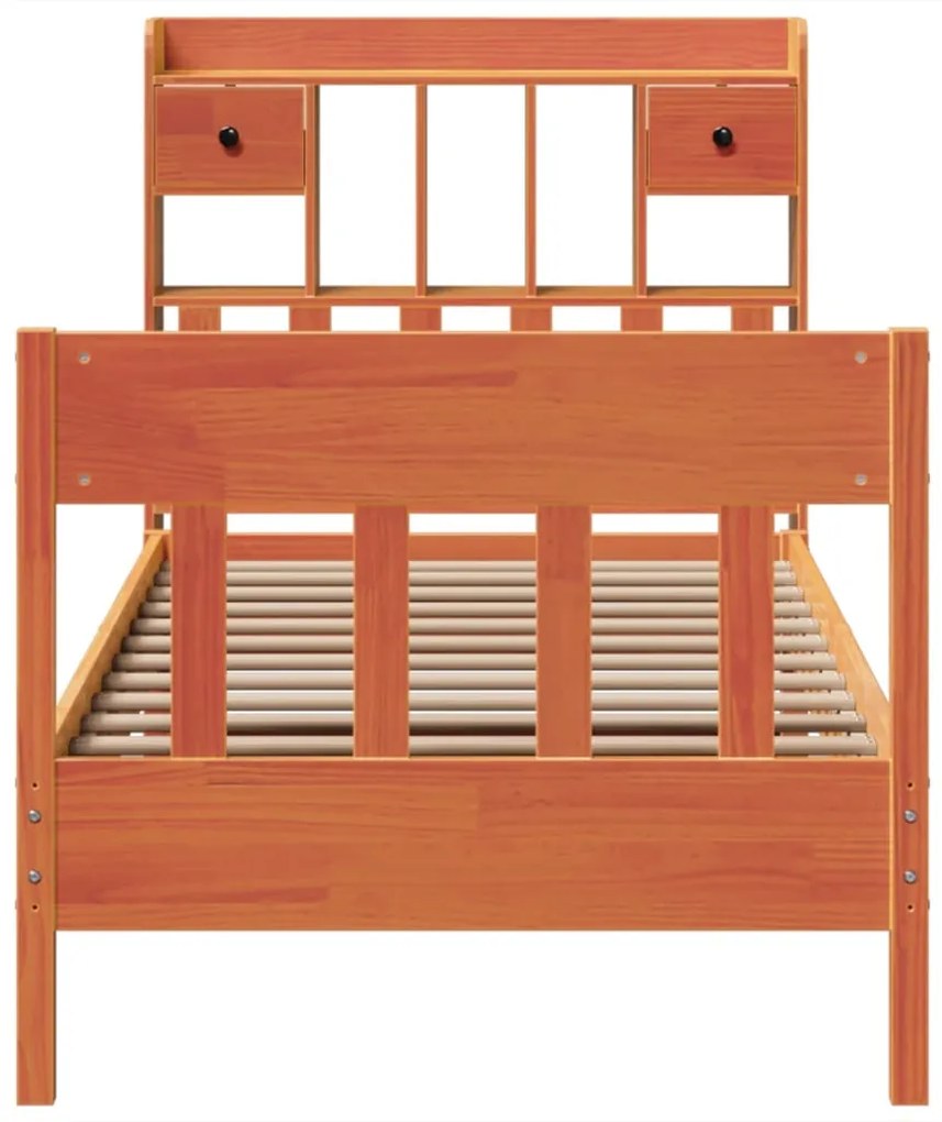 Cama sem colchão 75x190 cm madeira de pinho maciça castanho-mel