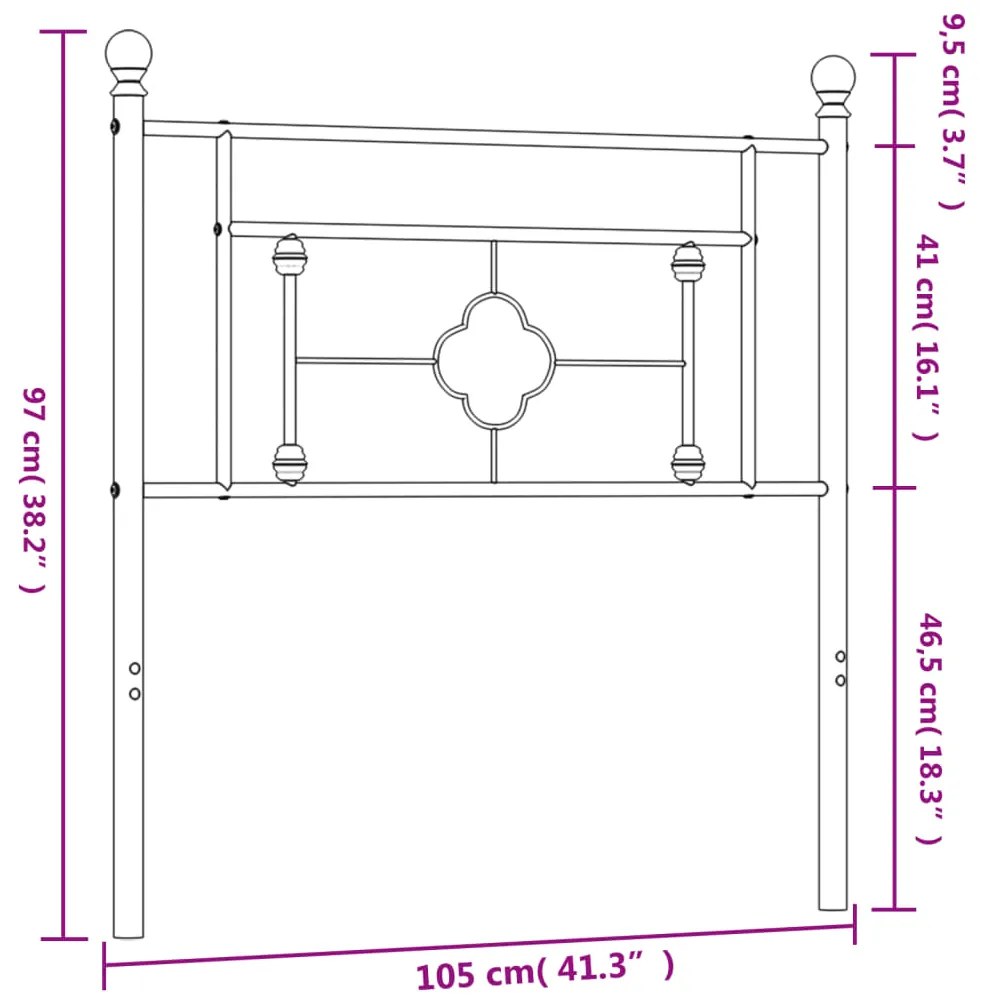 Cabeceira de cama 100 cm metal preto