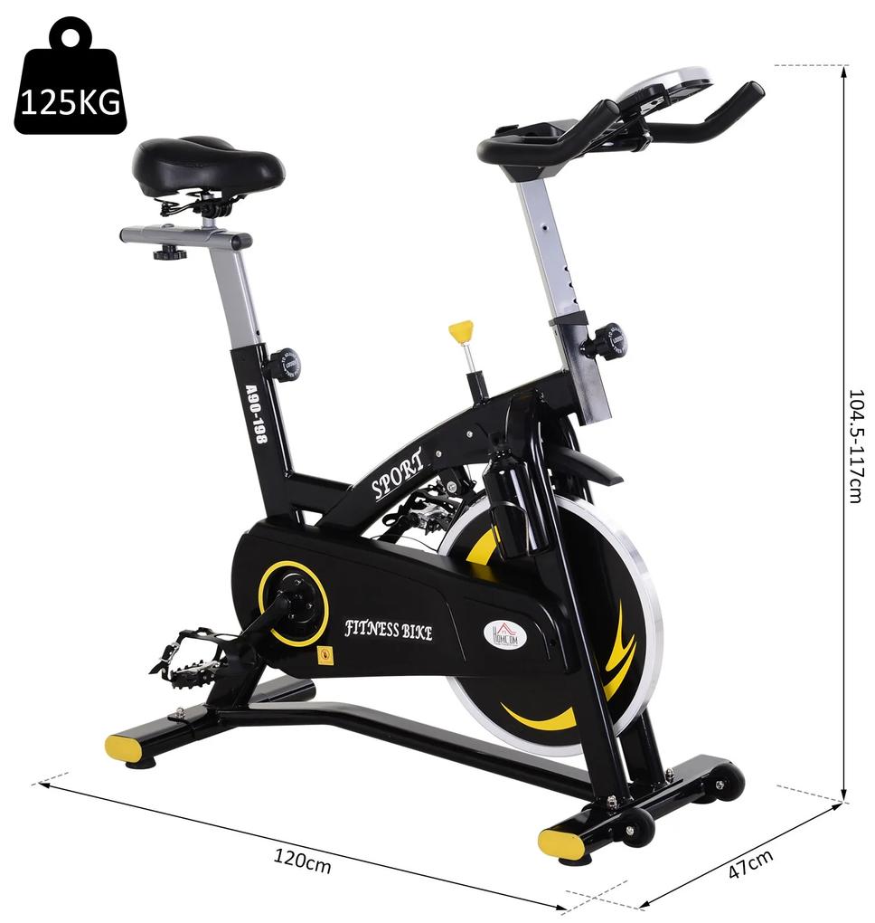 Bicicleta de exercício de giro profissional Bicicleta de fitness com tela LCD 47x120x104,5-117cm