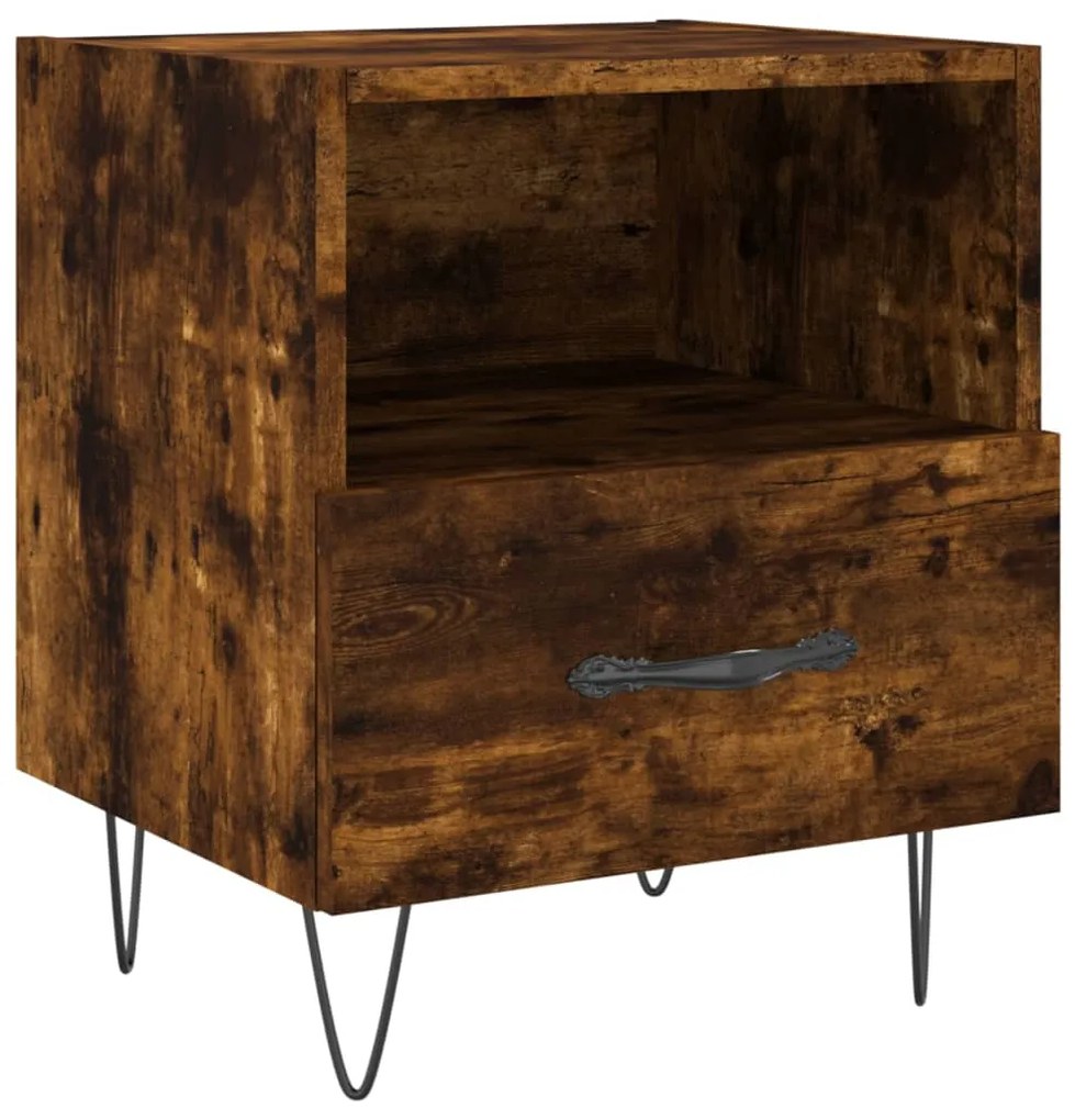 Mesa de cabeceira 2 pcs derivados de madeira carvalho fumado