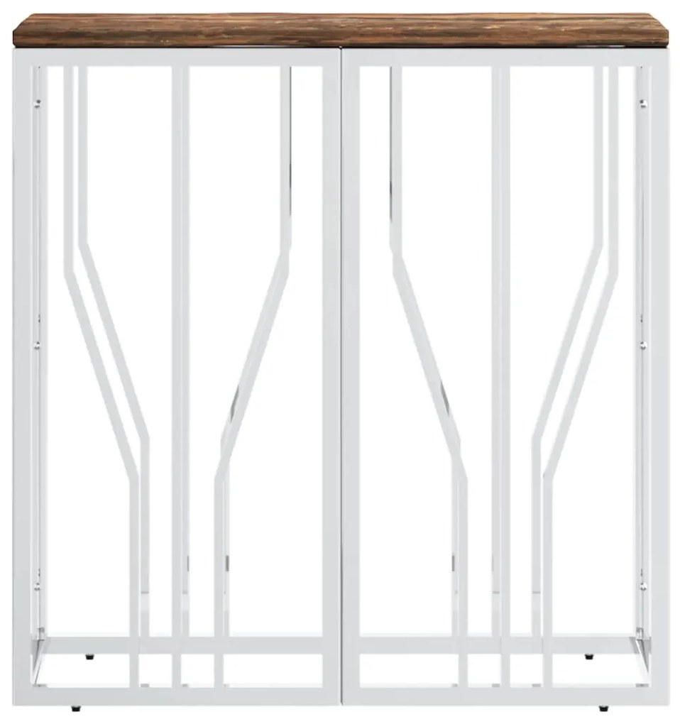 Mesa consola aço inoxidável/madeira recuperada maciça prateado