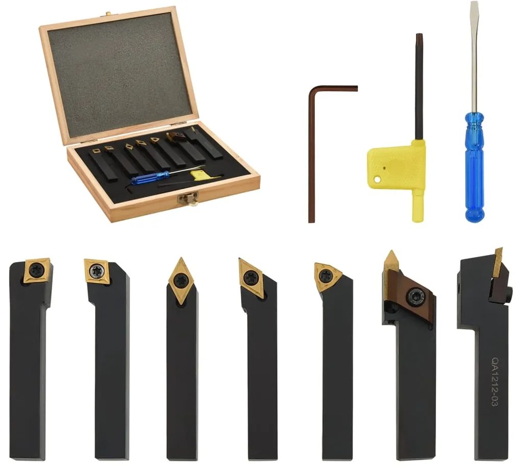 12 pcs conj. ferramentas torneamento intercamb. 12x12mm 80mm