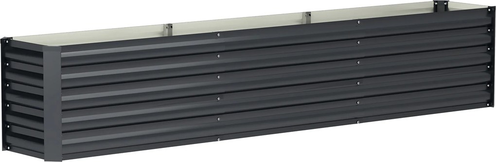 Outsunny Canteiro elevado em aço galvanizado com barras de suporte e placas de canto fundo aberto 240 x 40 x 45 cm cinza escuro | Aosom Portugal