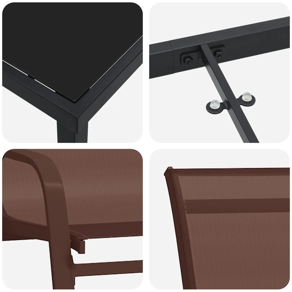 Conjunto de Jantar de 9 Peças vidaXL Castanho Textilene e Aço