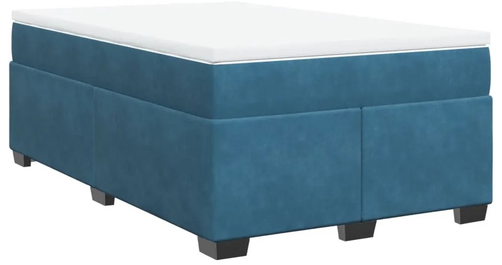 Cama boxspring com colchão 120x200 cm veludo azul-escuro