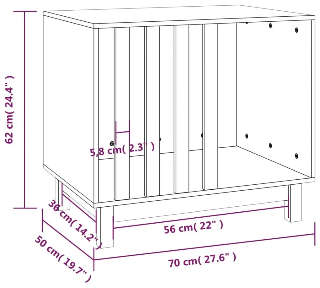 Casota para cães 70x50x62 cm madeira de pinho maciça branco